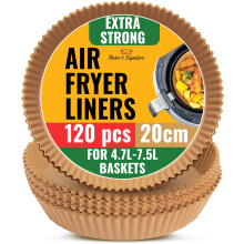 Round Air Fryer Liners Disposable 120Pcs ? 8 Inch Air Fryer Paper Liner Parchment for Ninja, Tefal and More ? Unbleached, for Baking, Roasting or