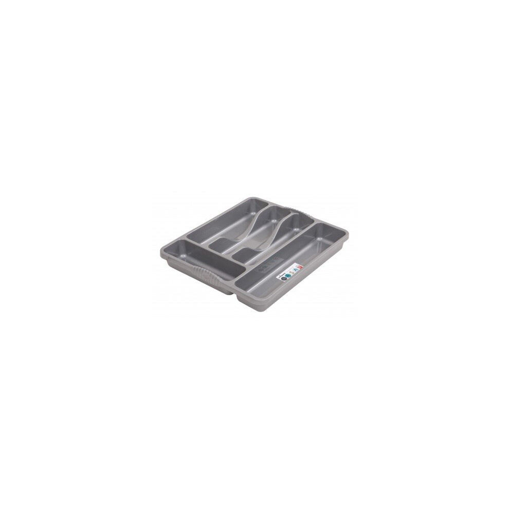 Wham 5 Compartment Plastic Cutlery Holder Tray Drawer Organiser Rack Silver