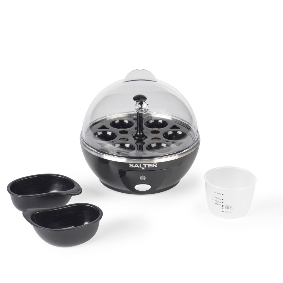 Salter Electric Multi Egg Cooker - 6 Egg Capacity Boiler, Great For Soft Dippy, Hard & Poached Eggs, Includes Measuring Cup, Removable Egg Rack and 2