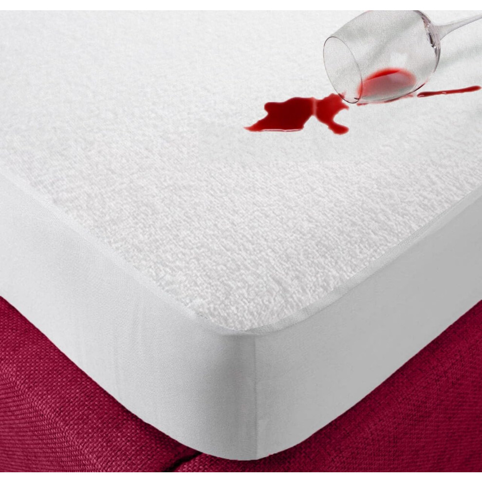 Ecobiz 100% Cotton Mattress Protector Single Bed Washable, Soft Absorbent, Anti-Allergy Waterproof Bed Sheet Non-Noisy Waterproof Protector