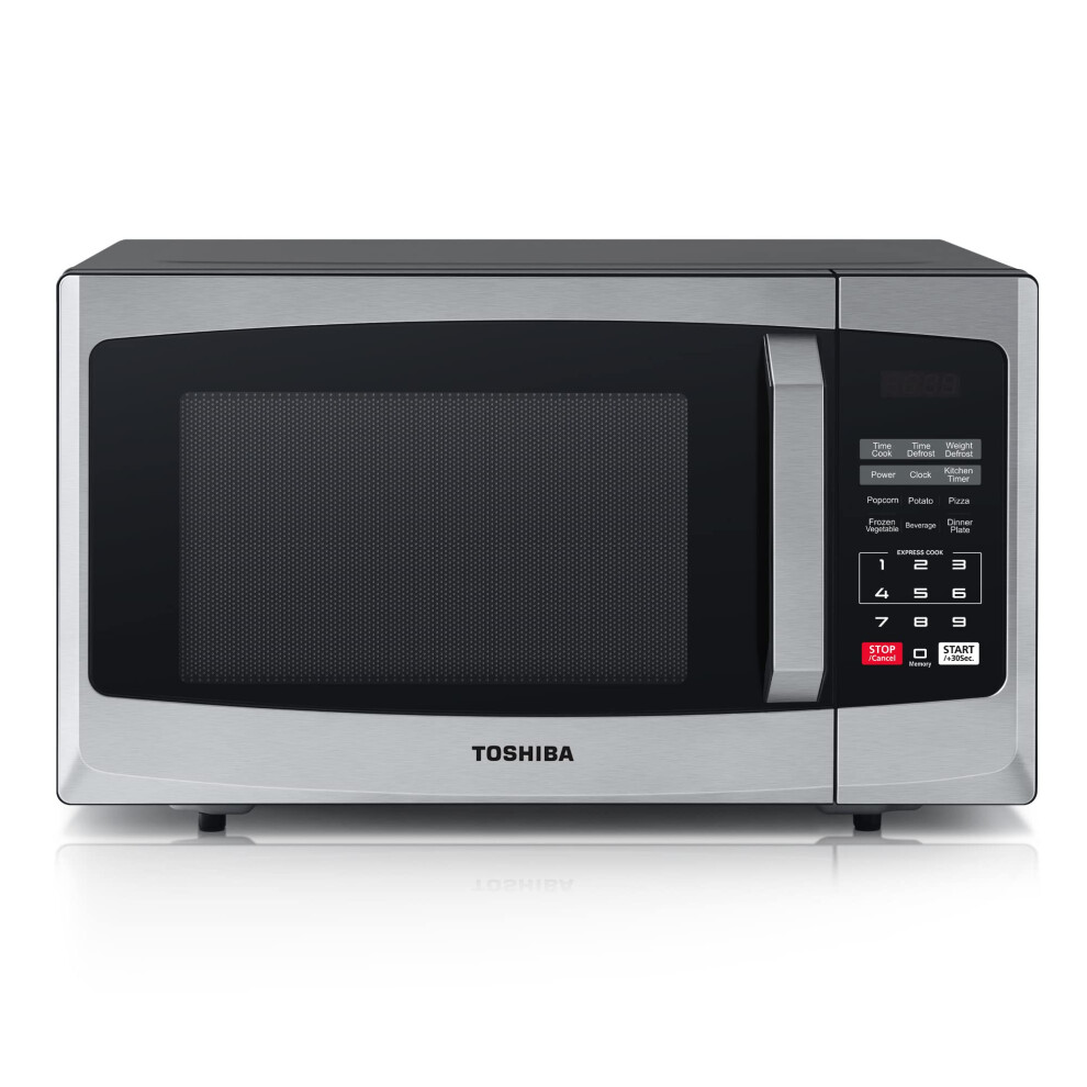 Toshiba 800w 23L Microwave Oven with Digital Display, Auto Defrost, One-Touch Express Cook, 6 Pre-Programmed Auto Cook Settings, and Easy Clean -