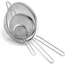 Sieve/Strainer (Pack of 3) | 8cm, 12cm & 18cm | Marine-Grade Stainless Steel | Finest Mesh | Temperature-Proof | No Sharp Edges | Anti-Corrosive |
