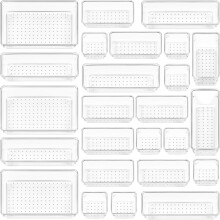 Vtopmart 25 Pack Drawer Organiser, 4-Size Makeup Organizer Trays for Vanity, Bathroom, Desk, Office, Bedroom