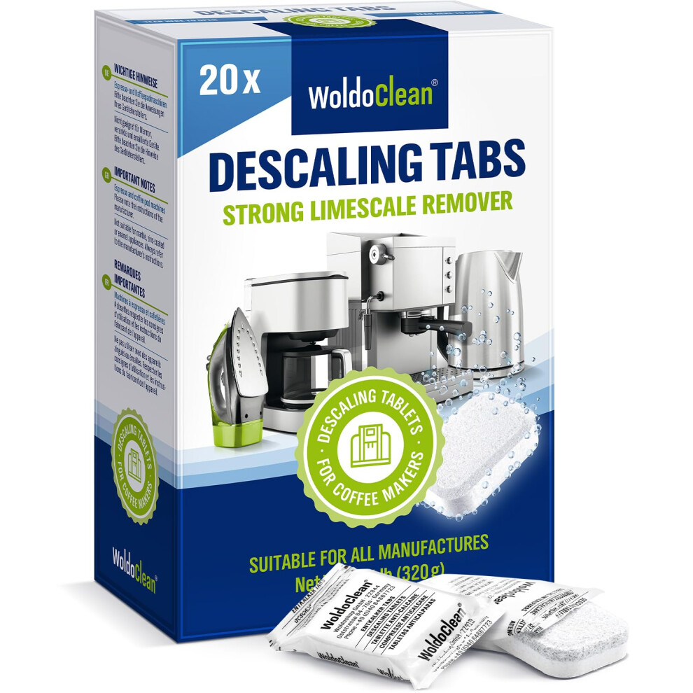 Descaling Tablets for Kettle and Coffee machines 20 pieces - compatible with for Tassimo, Delonghi, Nespresso, Dolce Gusto, Bosch