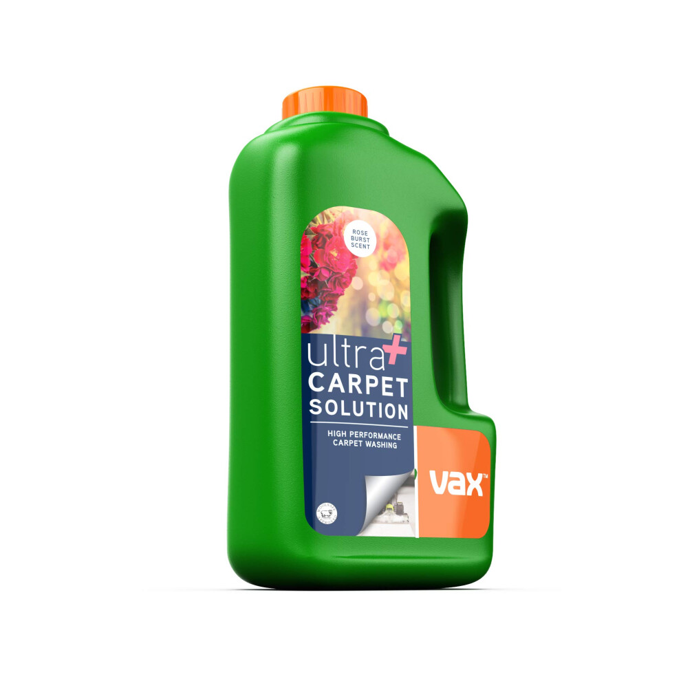 Vax Ultra+ 1.5L Carpet Cleaner Solution, Stain Remover Shampoo, Rose Burst Scent, Helps to Combat Odours, 1-9-137771, Green