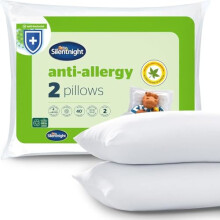 Silentnight Anti Allergy Pillow Pack of 2 - Medium Support Anti Bacterial Two Pack Pillow Pair For Side Sleepers - Machine Washable Hypoallergenic Bed