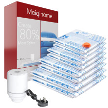 8 Pack Vacuum Storage Bags with Electric Air Pump?2 Jumbo,2 Large,2 Midium,2 Small Bags Space Saver Sealer Bags, Airtight Compression Bags for