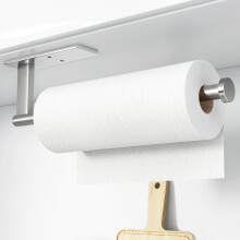 Stainless Steel Paper Towel Holder - Under Cabinet Self-Adhesive or Drill Mounted, Wall or Drill Mounted Towel Rack for Kitchen Organization