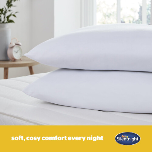 Silentnight Silentnight Essentials Pillows 2 Pack - Soft Comfortable Soft Medium Support Pillows for Front, Stomach, Back and Side Sleepers - Hypoallergenic and 1