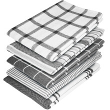 Elfranso Tea Towels ? 100% Cotton Kitchen Tea towels- Pack of 5 and Absorbent Tea Towels set, 70 x 50 cm Towels (Grey)