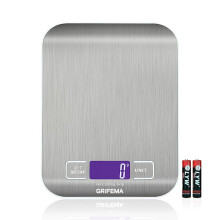 GRIFEMA GA2002 Digital Kitchen Scales, Food Weighing Scales with LCD Display, (1g/5kg) Weight Grams and Oz for Baking and Cooking, Stainless steel