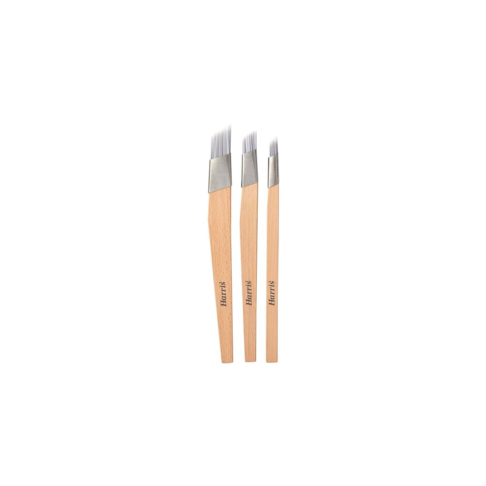 Harris Seriously Good Fitch Paint Brushes Pack Of 3 Cutting In & Control Hobby & Craft 0.5", 0.75", 1, Brown
