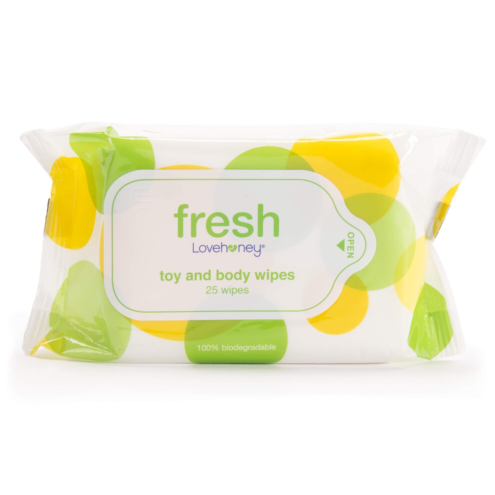 Lovehoney Fresh Toy & Body Wipes - Soothing Aloe Vera Wipes - Gentle On The Skin - Resealable Packet Keeps Everything Moist - Travel Friendly Size
