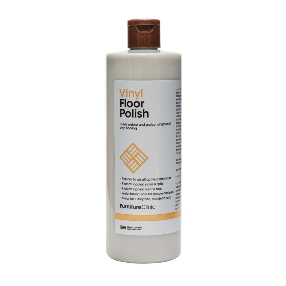 Furniture Clinic Vinyl Floor Polish - Polishes To A Glossy Sheen - Protects Against Stains - Fills Scratches And Reduces Wear & Tear ? For All Types Of Vinyl Flooring