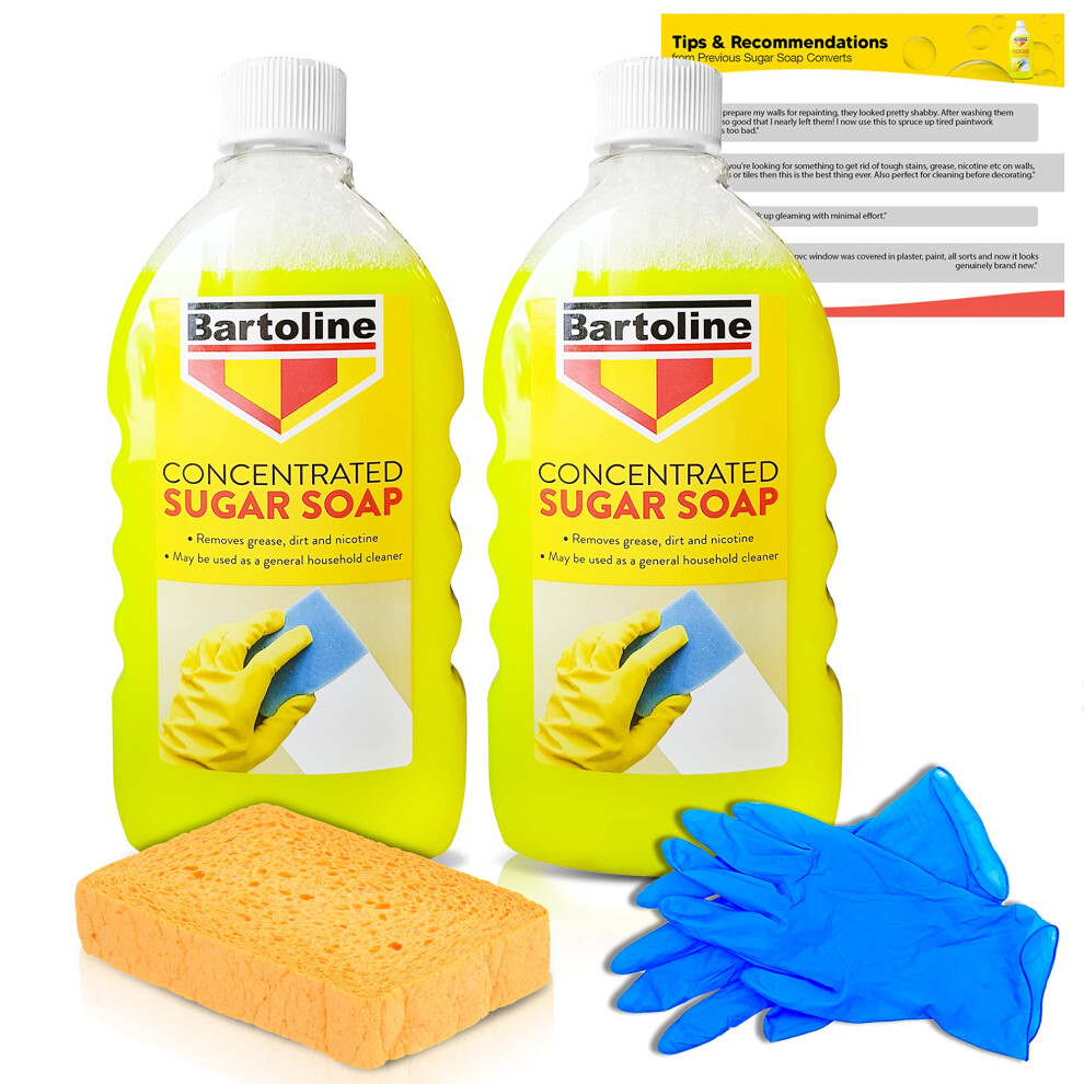 Sugar Soap For Cleaning Walls, Grease, Grime, Dirt And Stain Remover, Kitchen Degreaser, And Mould Remover - 2 X 500Ml Concentrate Bundled With 5051219587887