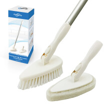 Qaestfy Shower Cleaning Brush and Scrubber Scourer Combo with 51'' Detachable Long Handle Tub and Tile Shower Bathroom Cleaner Scrubber Brush Cleaning