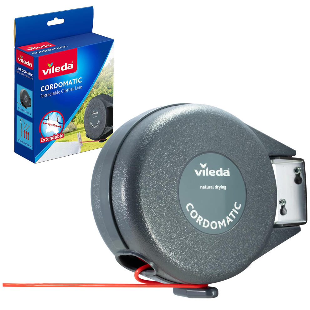Vileda Cordomatic Retractable Washing Line with 15m Outdoor Clothes Line