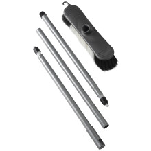 Addis Indoor Plastic Sweeping broom with Soft Nylon bristles & 3pcs easy assemble Metal handle, Metallic Grey