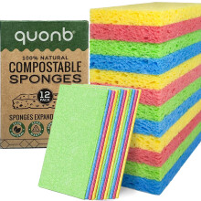 Compostable Pop Up Eco Sponges | quonb? (12 Pack) | Biodegradable sponges washing up, Plastic Free, Natural Cellulose, Durable, Zero Waste, Non