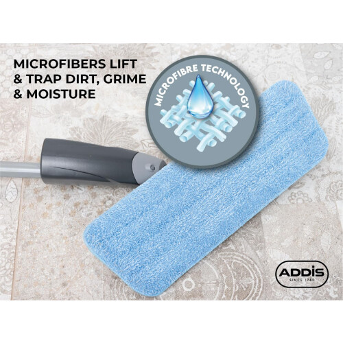 Addis Addis Spray Mop 2-in-1 with Microfibre Flat Mop, 40x12x128 cm - Reusable Microfibre Pad (Code 513619) 2