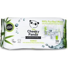 The Cheeky Panda Bamboo Antibacterial Wipes | Pack of 100 Cheeky Biodegradable Surface Wipes | Perfect for Kitchen and Surface Cleaning
