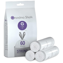GRANDMA SHARK 30L UP TO 35L Bin Bags Liners Drawstring Trash Bag, Handle Waste Bags, 60 Garbage Bag, Super Strong, Anti-drip Unscented, 64 ? 58 cm