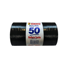 Homewise 50 Bin Bags Heavy Duty 100L Bin Bag Refuse Sacks Pack Of 50 Black Bags For Rubbish Large Bin Bags Eco Friendly for Home Offices & Garden