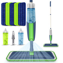 Spray Mops Microfiber Floor Mops for Floor Cleaning -MEXERRIS Wet Mops Dust Mop with 2 Refillable Bottles and 5 Microfiber Pads Floor Cleaning Mop for
