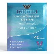 DONIELI Laundry Detergent Strips, 40 Loads - Lavender Fragrance, Bio Washing Formula, Super Concentrated, 100% Recyclable and Plastic Free - Zero