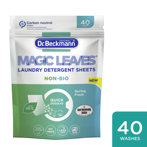 Dr Beckmann Dr. Beckmann MAGIC LEAVES Laundry Detergent Sheets NON-BIO | Convenient and pre-dosed laundry detergent sheets | Dissolvable climate neutral and easy 2