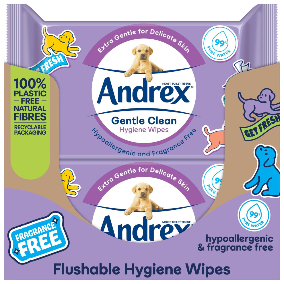 Andrex Gentle Clean Moist Toilet Tissue - Flushable Hygiene Wipes Single (12 Packs X 36 Sheets), Fsc Certified