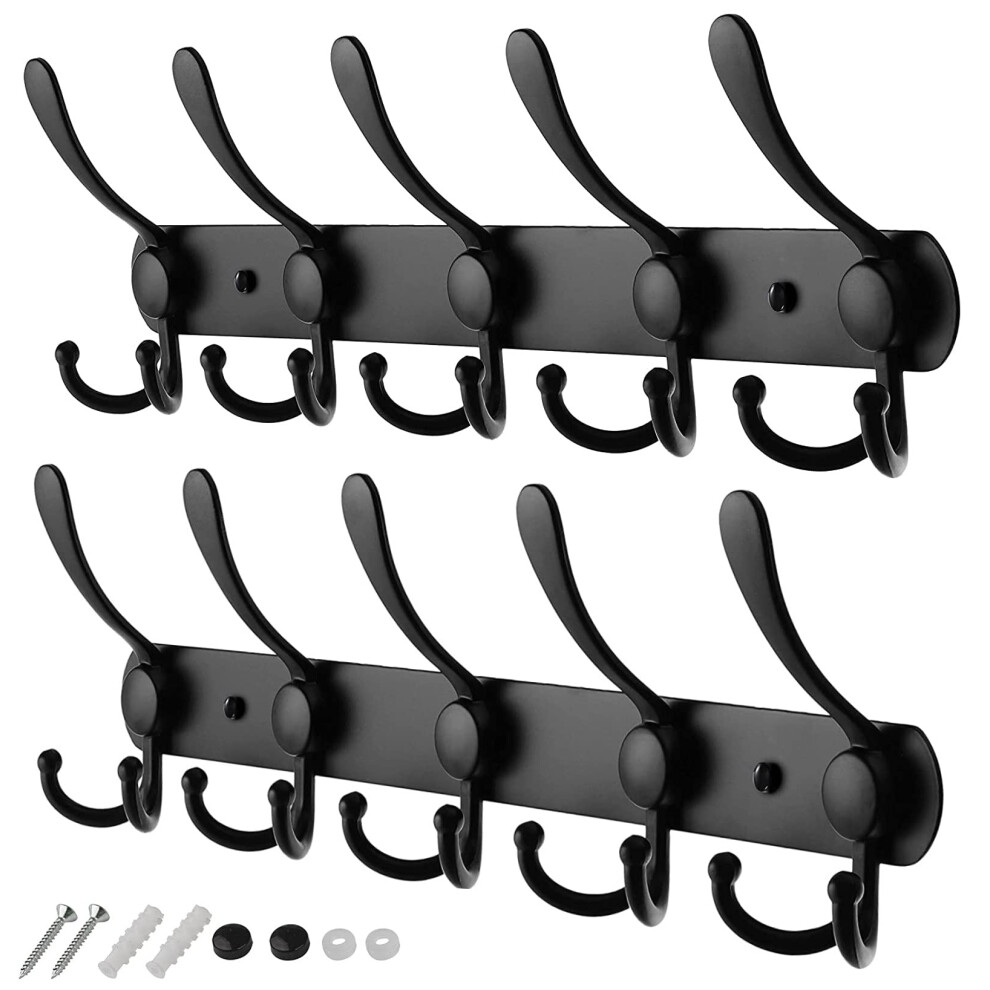 Glazievault Coat Hooks For Wall - Zinc Metal Alloy Coat Racks (2 Pack) - Heavy Duty Coat Hooks Wall Mounted - Premium Design Rust Free Coat Hanger