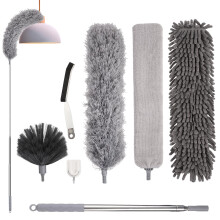 Feather Duster,7 PCS Extendable Bendable Washable Cobweb Brush with Extension Pole Up to 100'', Long Feather Duster for Cleaning Ceiling Fan,High