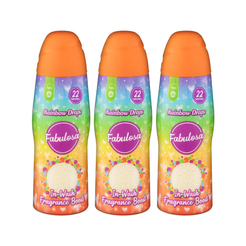Fabulosa In-Wash Laundry Fragrance Boost, Made Using Salt Crystals, In-Wash Scent Booster Laundry, 66 Washes, Pack of 3 x 400g, Rainbow Drops
