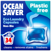 OceanSaver Eco Laundry Detergent Washing Capsules - 34 Loads | Non-Bio, Eco & Skin Friendly, Biodegradable & Scented, Removes Tough Stains | Vegan,