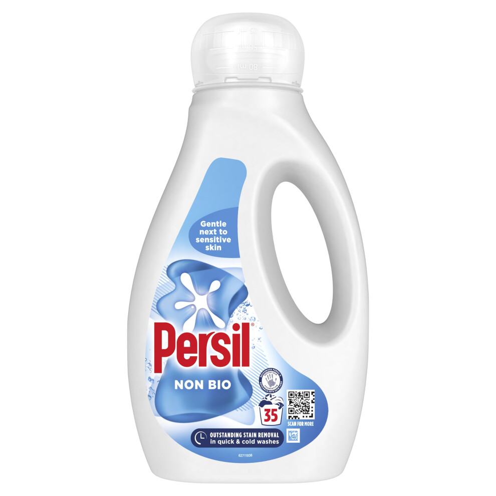 Persil Non Bio Laundry Washing Liquid Detergent outstanding stain removal in quick & cold washes tough on stains, gentle next to sensitive skin 35