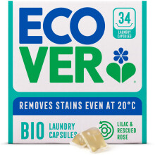 Ecover Bio Washing Capsules - Laundry Capsules / Tablets - Laundry Detergent With Clean And Fresh Lilac & Rescued Rose Scent, 1x Pack of 34 Capsules /