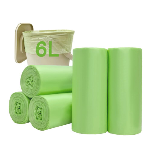 JCKCWL Small Biodegradable Bin Liners 6L, Food Waste Bags Trash Bags 120PCS, Compostable Compost Caddy Liners, Recycling Rubbish Green Bags for
