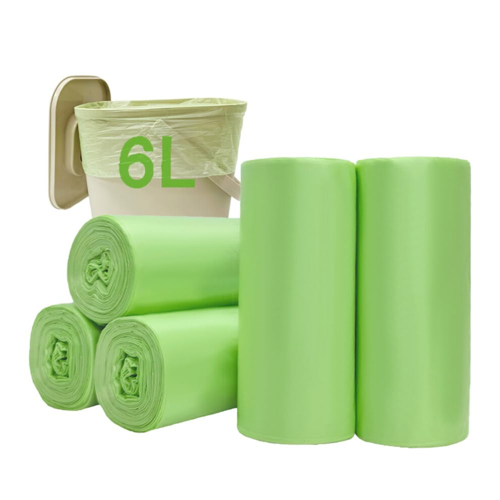 JCKCWL Small Biodegradable Bin Liners 6L, Food Waste Bags Trash Bags 120PCS, Compostable Compost Caddy Liners, Recycling Rubbish Green Bags for