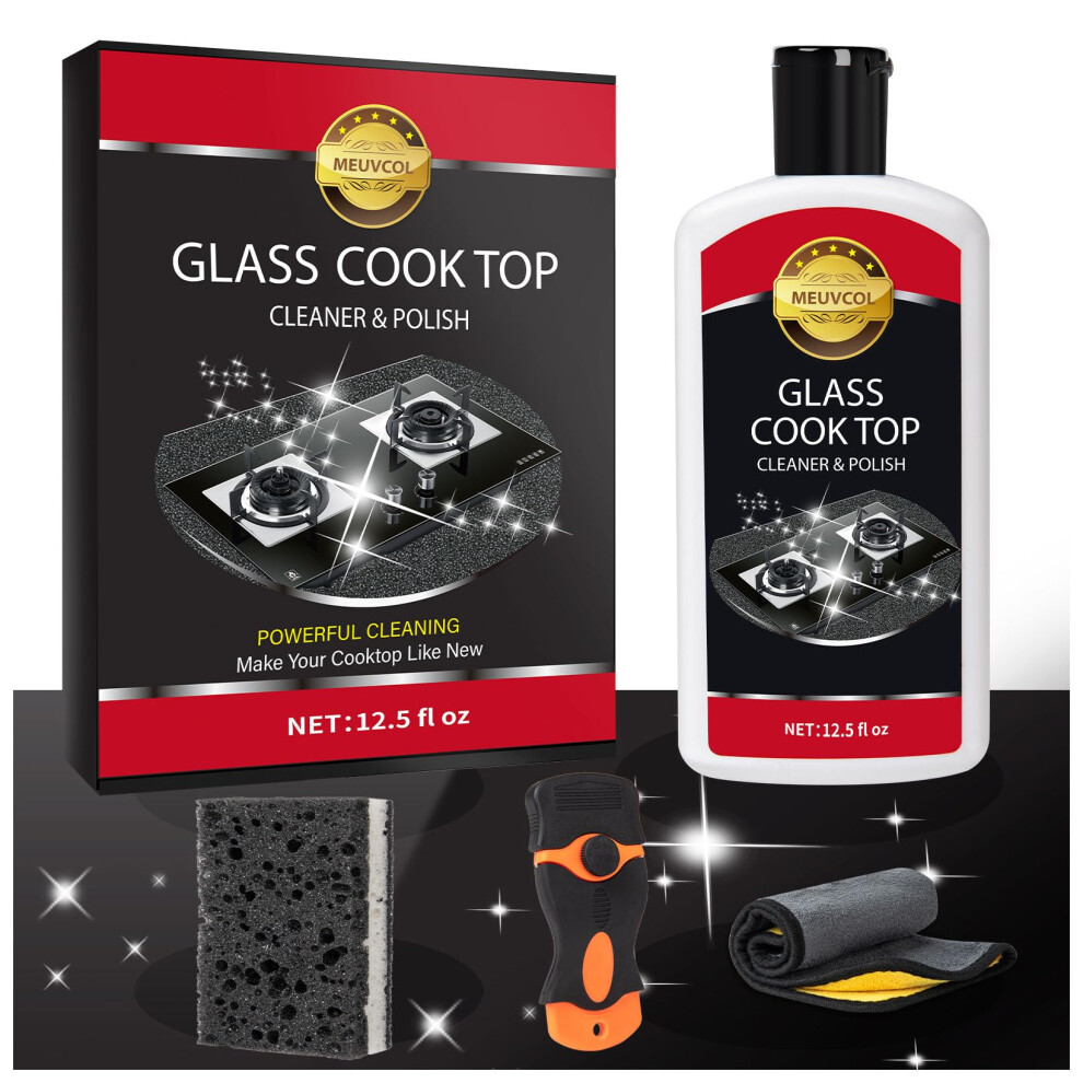 Meuvcol Hob Cleaner Glass Ceramic, Heavy Duty Induction Electric Hob Cleaner Non Scratch, Glass Cooktop And Stove Top Polish For Ceramic, Electric,