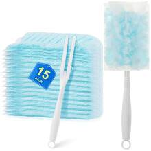 15Pack Duster Refills Compatible with Flash Dusters, Multi Surface 180 Degree Disposable Dusters Refills with Handle, Duster for Cleaning Furniture,