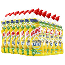 Harpic Active Fresh Toilet Cleaning Gel, Citrus Zest , Pack 12 x 750 ml, Infused with Essential Oils, Kills 99.9% of Bacteria, Toilet Cleaner