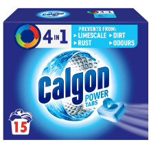 Calgon 4-in-1 Washing Machine Cleaner and Water Softener Tablets, Removes Limescale & Odours, Deep Clean, Units: 15 Tablets, Pack of 1 (Packaging May