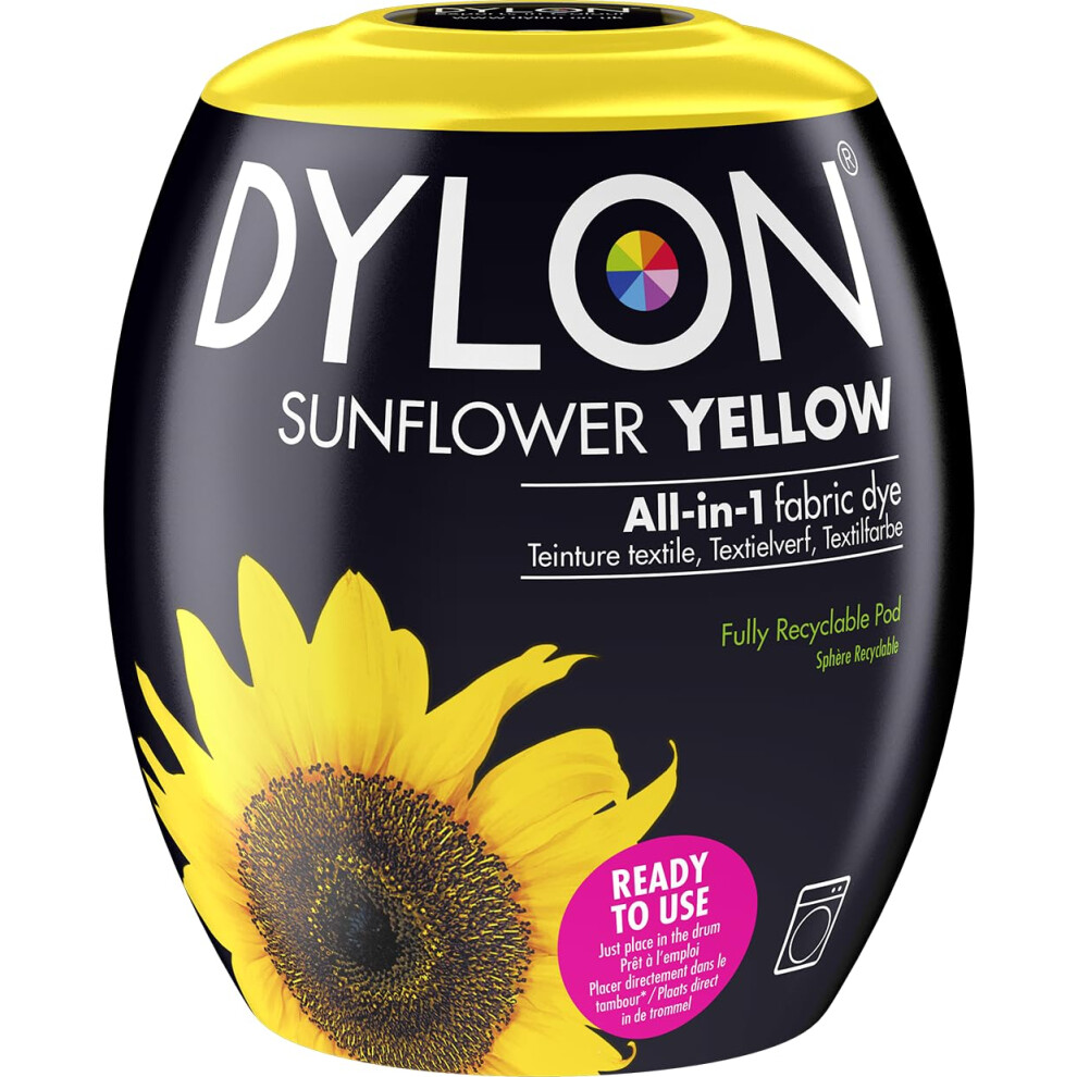 DYLON Washing Machine Fabric Dye Pod for Clothes & Soft Furnishings, 350g ? Sunflower Yellow