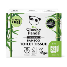 The Cheeky Panda Bamboo Toilet Rolls Bulk Buy ? 24 Rolls of 3 Ply Toilet Paper | Plastic Free Packaging and Sustainable Tissue Paper | White
