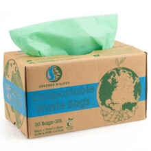 Greener Walker 30L-30Bags 100% Compostable Biodegradable Bin Liners 6L/10L/30L Food Waste Bags with EN13432 Certificate Caddy Kitchen Bin Liners