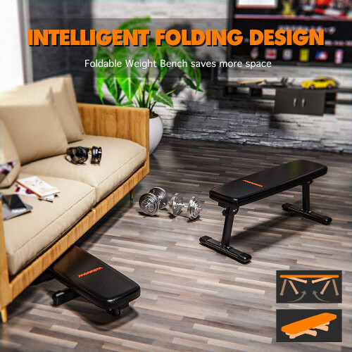 WINNOW Weight Bench Folding Workout Bench with Carrying Handle Flat Home Training Multiuse Fitness Bench 2