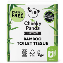 The Cheeky Panda Bamboo Toilet Paper ? 9 Rolls of Toilet Paper | Plastic Free Packaging and Sustainable Toilet Tissue | 100% Compostable