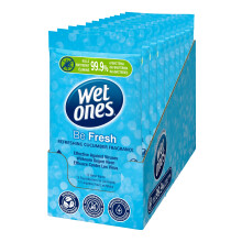 Wet Ones ? Be Fresh ? Plastic Free Antibacterial Pocket Size Hand Wipes - 144 wipes ? 12 packs x 12 wipes