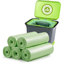 Biodegradable Bin Liners 100 Count, 20L (4-6 Gal) Thick, Leak-Proof, Compostable Trash Bags for Household Kitchen - Recyclable & Degradable
